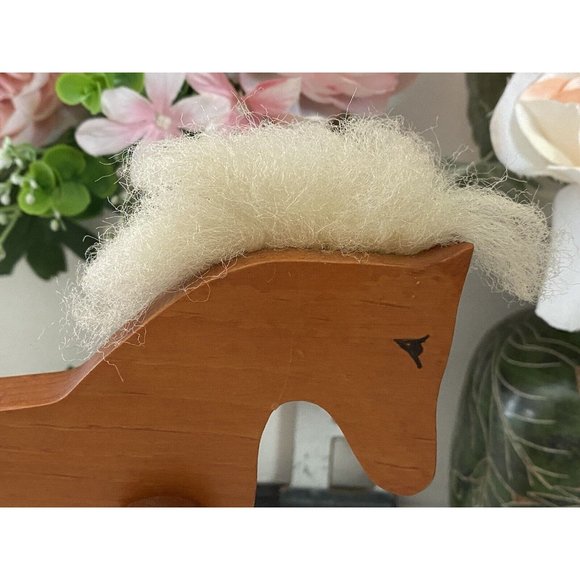 Rocking Horse Vintage Hand Crafted Folk Art Wooden Doll Horse Mane and Tail EUC - Picture 3 of 16